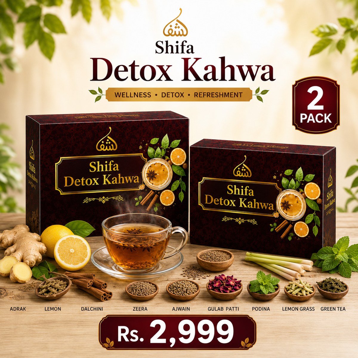 Shifa Detox Kahwa | Herbal Kahwa with Natural Ingredients 2 Month Plan